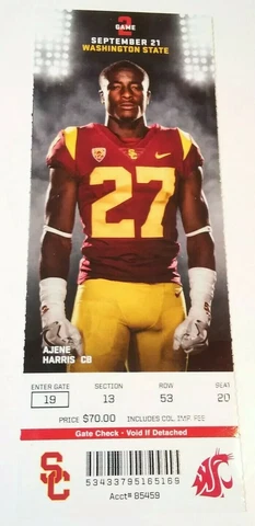 2018 USC Trojans Washington State Cougars Football Full Ticket Stub Cover