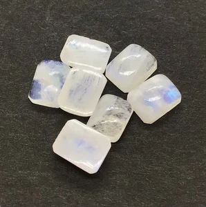 Natural Rainbow Moonstone Octagon Flat Back AAA Loose Gemstone For All Jewelry - Picture 1 of 8