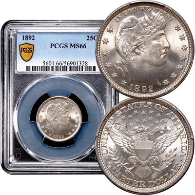 1892 Barber Quarter 25c PCGS MS66  - Image 1 of 4