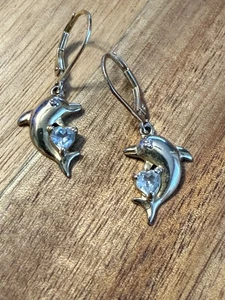 ROSS SIMON 925 Silber - Aquamarin & Diamanten Delphin Ohrringe - - Bild 1 von 9