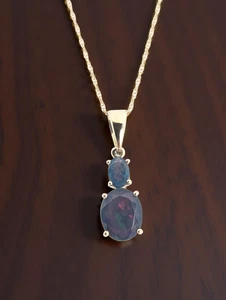 NACHLASS MASSIVER 10K GELBGOLD ÄTHIOPISCHER OPAL ANHÄNGER 14K GOLD 18" HALSKETTE #7812 - Bild 1 von 9