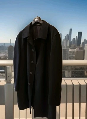 Vestido gabardina para hombre 44L Nordstrom negro lana 3/4 largo forrado tormenta lujo  Foto 1 de 4