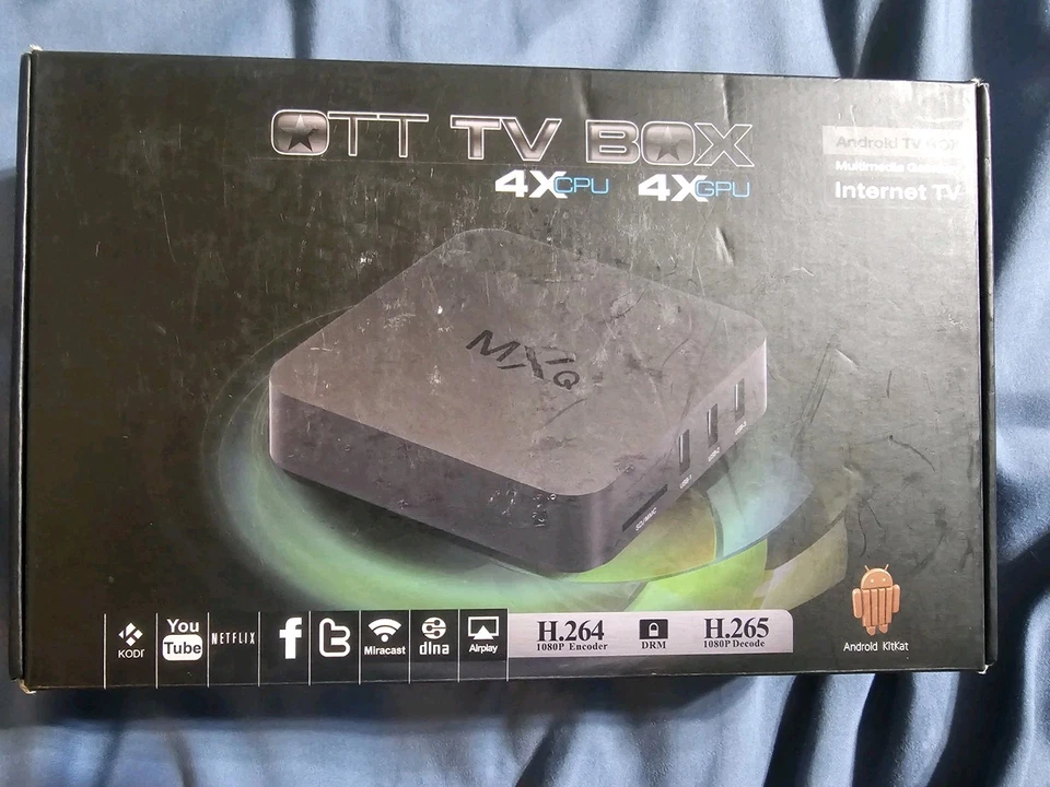 OTT TV Box 4X CPU 4XGPU Android KitKat Internet TV Box 1080p H.264 New - Image 1 of 4