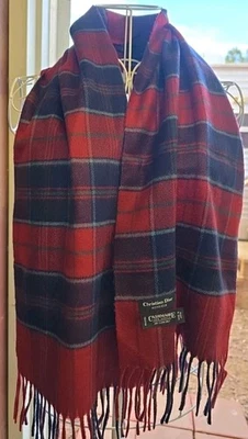 Bufanda a cuadros Christian Dior Monsieur cachemir rojo azul verde Foto 1 de 4