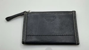 A Vintage Rare HTF Coach Black Leather Coin Purse Black Small Wallet - Picture 1 of 3