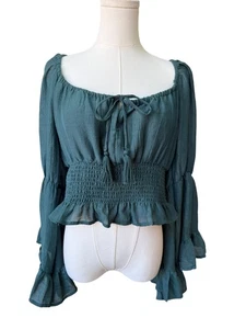 Top Blush Boho Bosque Hada Manga Acampanada Talla XL Volantes Calados Coqueta Recortado - Imagen 1 de 8