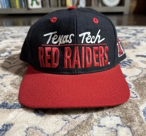 Vintage Texas Tech Red Raiders SnapBack Hat Red Black Wool NCAA The Game - Picture 1 of 18