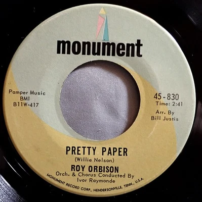 HEAR IT 60's 45 rpm record Roy Orbison "Pretty Paper" from 1963 Foto 1 de 2