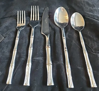 Hampton Silversmiths BAMBOO Juego de cubiertos de acero inoxidable 5 piezas Lote 6 Foto 1 de 4