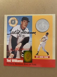 TED WILLIAMS SIGNED SILVER PROOF 500 HR CLUB COIN COA HOF RED SOX AUTO - Picture 1 of 7