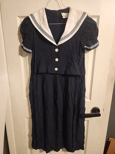 Vintage Miss Dorby Petites Größe 10p Damen Matrosenkleid marineblau weiß maritim - Bild 1 von 6