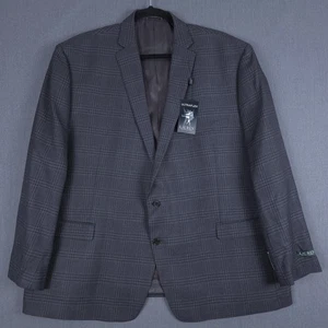 Lauren Ralph Lauren UltraFlex Blazer Mens 58 Long Gray Plaid Silk Wool Jacket - Picture 1 of 10