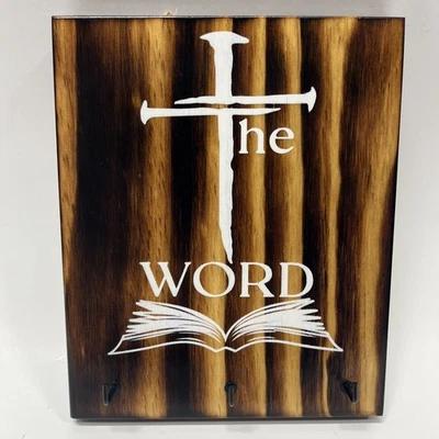 Rustic Wood Sign CROSS THE WORD Inspirational Wall Decor Decorative Christian - Image 1 of 4