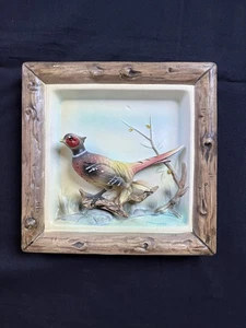 Vinatge Inarco Japan Ceramic 3-D Pheasant Bird Square Wall Decor E-782 - Picture 1 of 6
