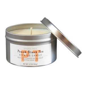 Trader Joe's Peach Black Tea Scented Soy Wax Candle 5.7 Oz. - Picture 1 of 2