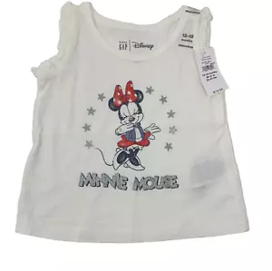 Neu mit Etikett Gap Disney Baby Mädchen 12-18 Monate elfenbeinfarben Minnie Mouse Flatter Tanktop - Bild 1 von 7