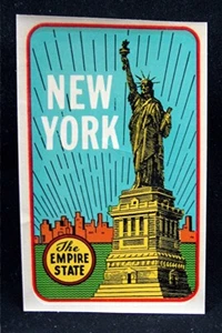 Vintage New York Statue Of Liberty Image The Empire State Water Transfer Decal - Foto 1 di 1