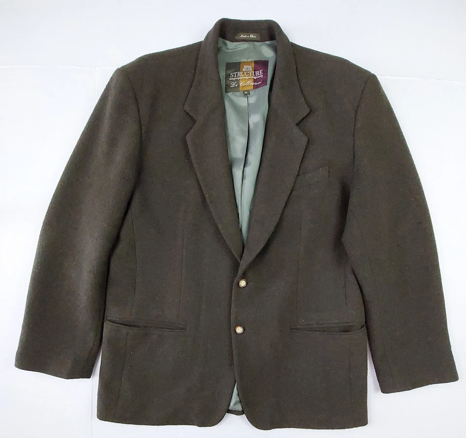 Structure Le Collezioni Sport Coat Blazer Mens XL Green Tweed Wool Cashmere - Image 1 of 4