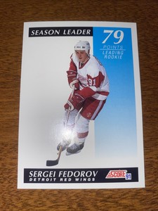 1991 Score Sergei Fedorov Season Leader Points Leading Rookie Detroit Red Wings