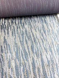 2.5 metres blue, white and beige velvet upholstery fabric FREE POSTAGE - Picture 1 of 4