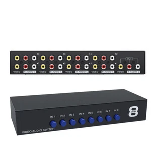 8-Port RCA Composite Video Audio AV 8-Way Switch Selector Switcher Splitter Box - Picture 1 of 13