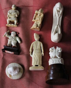 7 Figuren aus Knochen von 8cm und 4,5cm. - Bild 1 von 11
