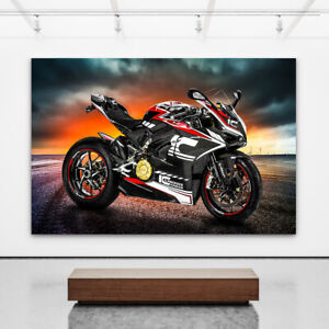 Leinwandbild Ducati Panigale Abstrakt Motorrad Bilder Kunstdruck Wohnzimmer Deko