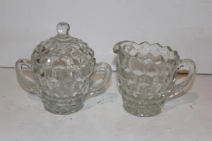 Fostoria American Hexagonal Cream and Sugar Bowl Set Collection Estate Vintage  - Picture 1 of 7