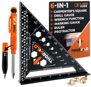 6-in-1 Carpenter Master Square Tool - 180mm Multi-Purpose Carpentry Tools - Picture 1 of 7