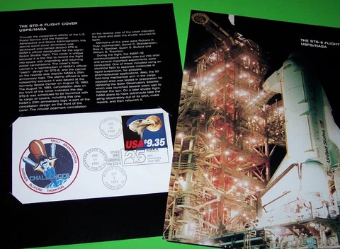 STS-8 1983 OFFICIAL NASA COVER & FOLDER, FLOWN ON THE CHALLENGER SHUTTLE, #1909 Cover