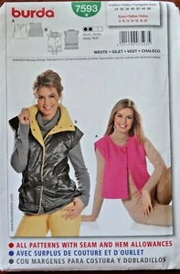 OOP Burda 7593 Misses Vest Bolero Easy Sewing Pattern Size 8-20 Uncut - Picture 1 of 2