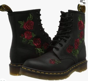 Nuevo en caja Dr. Martens 1460 Vonda 8 Ojos Botas de Cuero Floral Negras, Talla 8 Bordadas  - Imagen 1 de 11