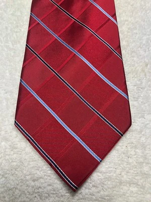 IZOD MENS TIE RED WITH BLUE STRIPES 3.75 X 61  - Image 1 of 4