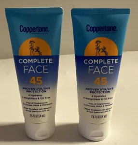 2x Protector solar facial Coppertone completo FPS 45 resistente al agua 2,5 fl oz EXP 09/24 - Imagen 1 de 5