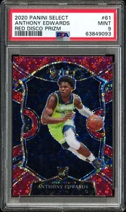 Panini Select Anthony Edwards Red Disco Prizm 2020/49 PSA 9 - Imagen 1 de 2