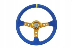 Sport Steering Wheel M-4947 Pro 350mm Offset:80mm Suede Blue - Picture 1 of 3