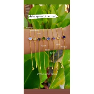 Natur Edelstein Sterling Silber 925 Vergoldet Kette Armband Schicht Schmuck - Bild 1 von 18