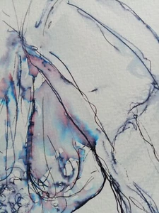 Original Fine Art Ink Drawing NSFW Male Genitals Flaccid Penis Censored Art - Picture 1 of 24