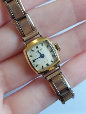 Винтажные женские наручные часы Bifora квадратные золотистые нержавеющая сталь бег - Изображение 1 из 4