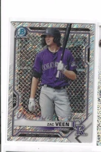 2021 Bowman Chrome Base Shimmer #BCP-183 Zac Veen - Colorado Rockies - Picture 1 of 1