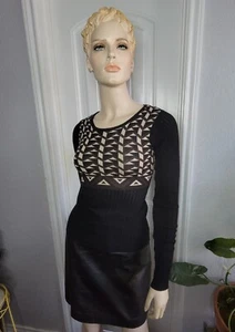 Energie women's S lightweight pullover geometric sweater black brown tan sparkly - Picture 1 of 6