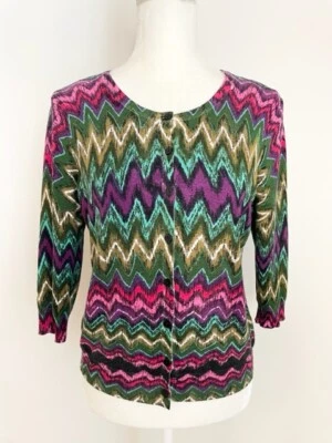 Joseph A. Womens Button Down Cardigan Sweater Size PL Multicolored Scoop Neck - Image 1 of 4