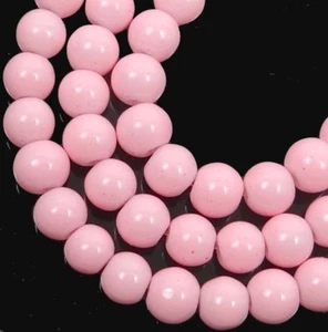 50 Czech Glass Round / Rocaille Beads - Opaque Baby Pink 6mm - Picture 1 of 2