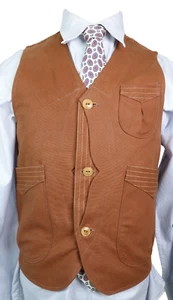 Rising Sun & Co Western Vest Canvas Brown Men Size Medium - Picture 1 of 9