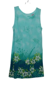 Vintage R&K Originals Shift Dress Women Sz 14 Aqua Tropical Floral Sequins - Picture 1 of 6