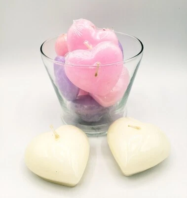 Velas Corazón San Valentín Rosa, Púrpura, Blanco Conjunto de 10 Flotantes Votivos Nuevo de Lote Antiguo Foto 1 de 4