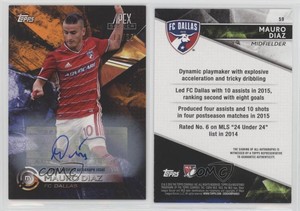2016 Topps Apex Orange Auto /25 Mauro Diaz #59 Auto
