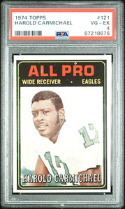 1974 Topps Harold Carmichael RC #121, Philadelphia Eages, PSA 4 New Grade 1/23