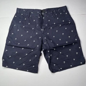 H&M Palm Tree Canvas Chino Shorts Mens Size 34 Waist Blue Casual Style Fashion - Picture 1 of 12