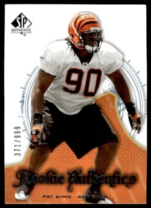 2008 SP Authentic Pat Sims Rookie 371/999 Cincinnati Bengals #191 R10 - Picture 1 of 2